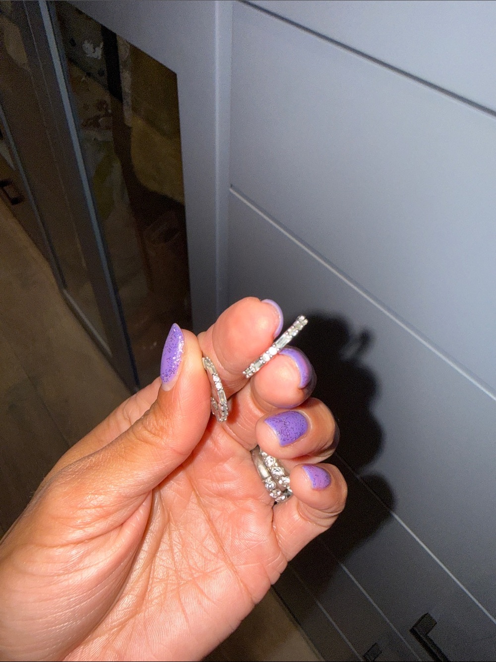 Sterling Silver Crystal Hoop Earrings - Purple Accent